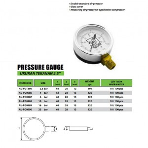 ISI ANGIN 3 FUNGSI 200 PSI - ALAT UKUR TEKANAN 25 INCH 25, 4, 6, 10, 16, 25 BAR